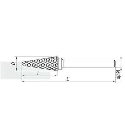 Борфреза сфероконическая с двойной насечкой, тип L 6х6х16х61